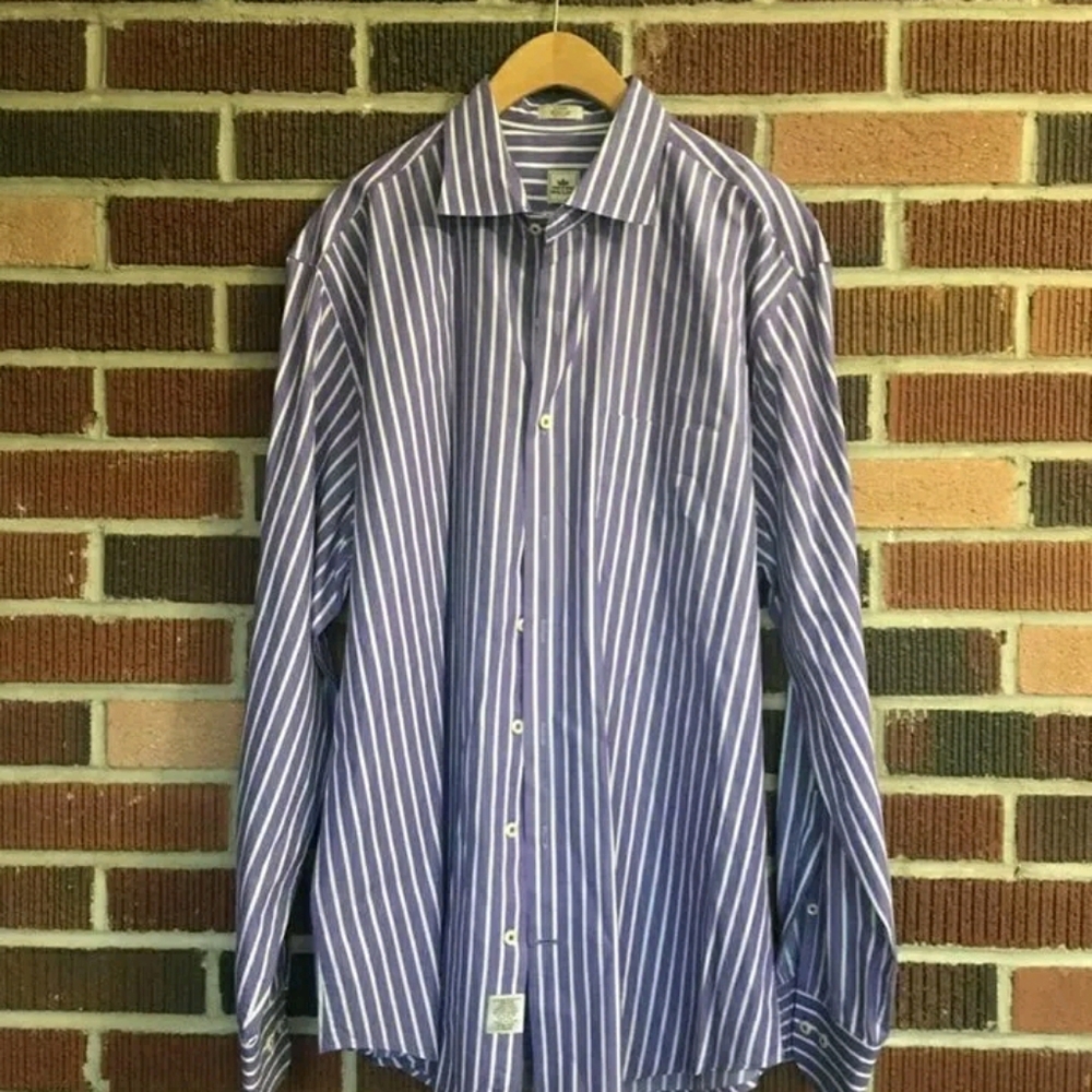Peter Millar Purple/White Striped Long Sleeve